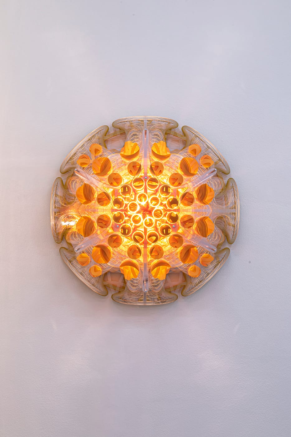 Jorge Pardo – Untitled – Painted PTG plastic, mixed media, alcohol inks, birch, aluminium and light