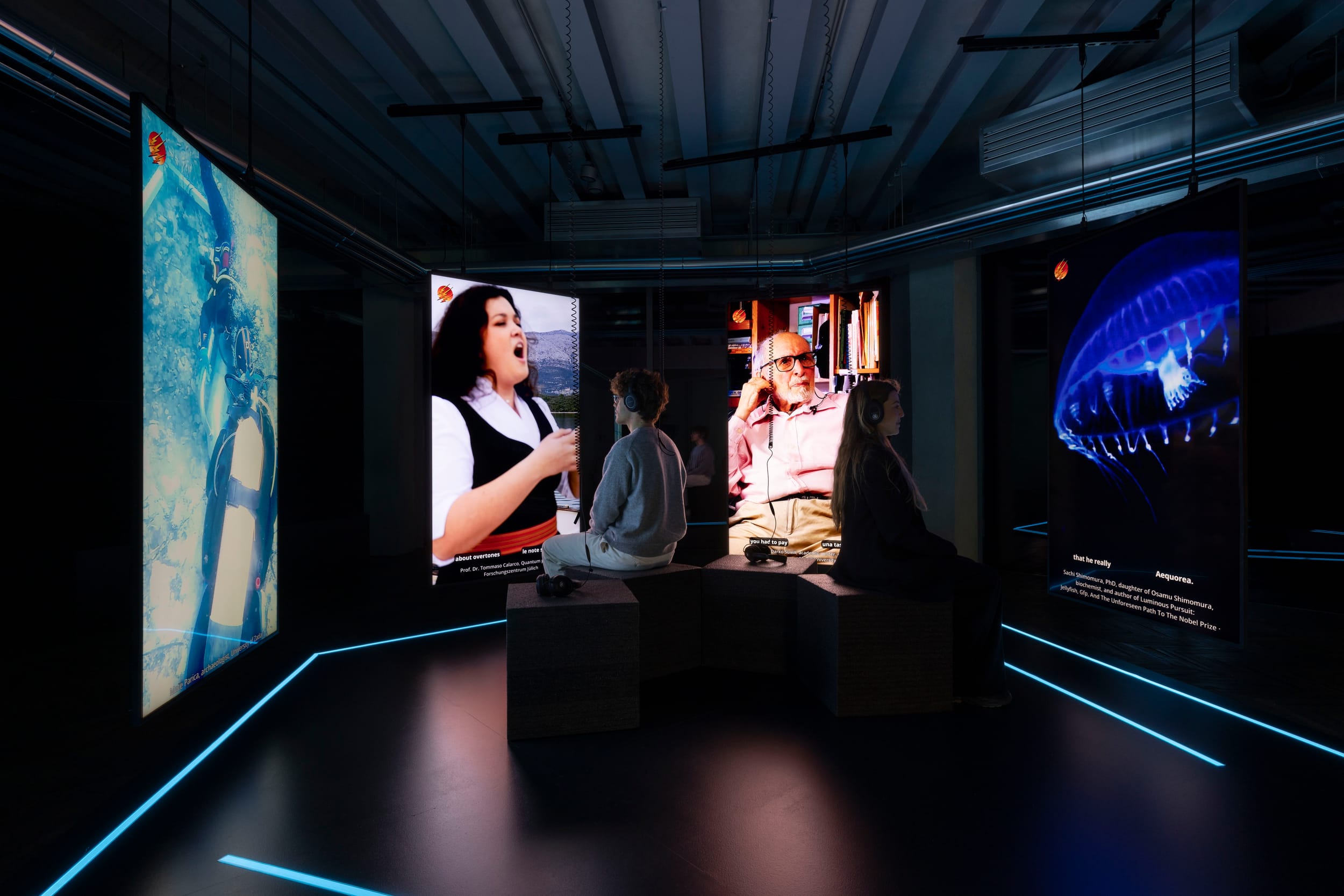 Exhibition view of “The Island” by Hito Steyerl. Osservatorio Fondazione Prada, Milan. Photo: Andrea Rossetti. Courtesy Fondazione Prada