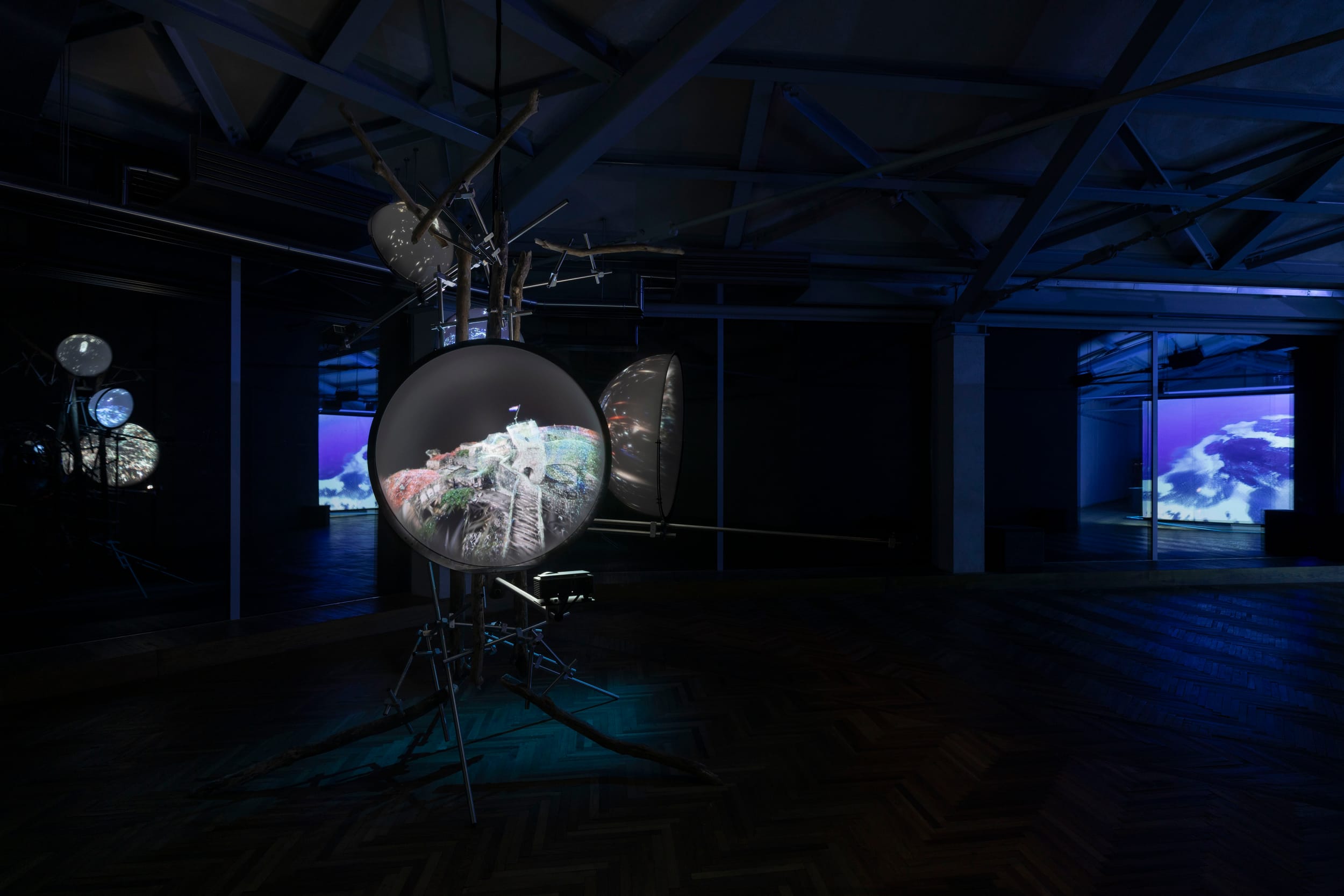 Exhibition view of “The Island” by Hito Steyerl. Osservatorio Fondazione Prada, Milan. Photo: Andrea Rossetti. Courtesy Fondazione Prada