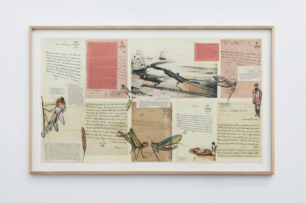 Lamia Joreige, Uncertain Times - Creation of a Nation 5, 2022, Mixed media on paper, 34.5 x 47 cm, © Lamia Joreige, courtesy Marfa', Beirut.