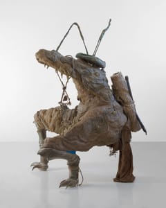 Michele Gabriele (Fondi, 1983), I'm sitting here on the ground so I'll remember it as a nice atmosphere / The difficulties of a form to move away from the stereotypes it evokes, 2022, Silicone, argilla sintetica, pelle, legno, cotone, plastica, resina epossidica bicomponente, metallo, vernice acrilica, ottone, 115 × 80 × 50 cm
Courtesy l’Artista e Ashes/Ashes, New York
