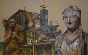Gianfranco Gentile – Bolla spazio/temporale – pastels on corrugated cardboard