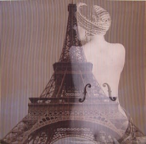 Piero Mafessoli, Malipiero – Osmosi - Kiki de Montparnasse (Man Ray) - Torre Eiffel – Collage on board