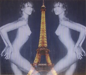 Piero Mafessoli, Malipiero – Paris La Nuit - N. Campbell - Torre Eiffel – Collage on board