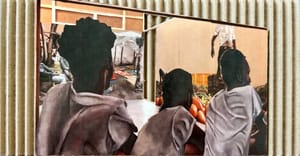 Gianfranco Gentile – Guys look at their future – Collage on corrugated cardboard