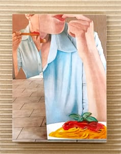 Gianfranco Gentile – Visit to the Sacred Tomato - Composition – collage on corrugated cardboard
