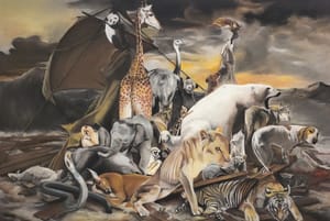 Gianfranco Gentile – Forse si salveranno solo le meduse – Pastelli morbidi su cartone ondulato