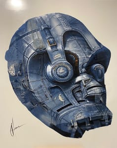 Francis Nathan Abiamba, Afran – Maschera su misura – Acrylic and denim on canvas