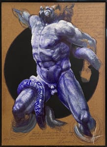 Francis Nathan Abiamba, Afran – Study of "Laocoonte rammendato" (4) – Ink acrylic on board