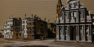 Gianfranco Gentile – Aqua Alta - (Campo Santa Maria del Giglio) – Pastels on currugated cardboard