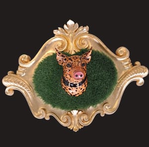 Antonio  Riello – Porko Pard – ceramica, vetro, foglia d'oro, erba finta