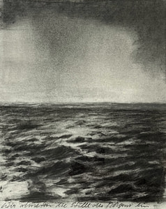 Gino Alberti – Wir atmeten die Stille aus Wolken ein. – Carboncino su carta