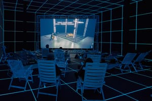 Hito Steyerl, Factory of the Sun, 2015, Installation view from the Venice Biennale, German Pavilion, 2015 Image courtesy of the Artist, Andrew Kreps Gallery, New York and Esther Schipper, Berlin/Paris/Seoul Photo: Manuel Reinartz